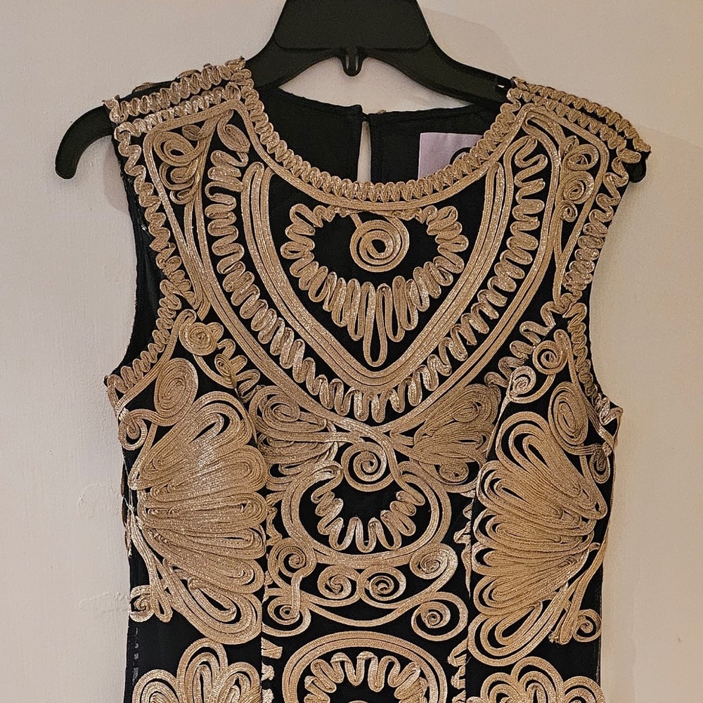 JS Collections formal black with gold soutache embroidery